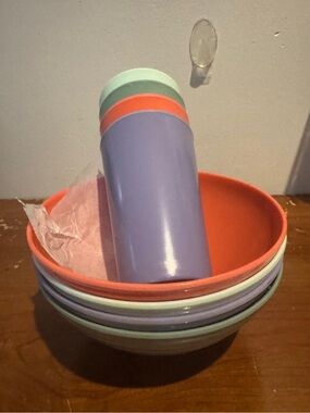 Colorful Stackable Ceramic Bowls and Tumbler Set - Pastel Mix